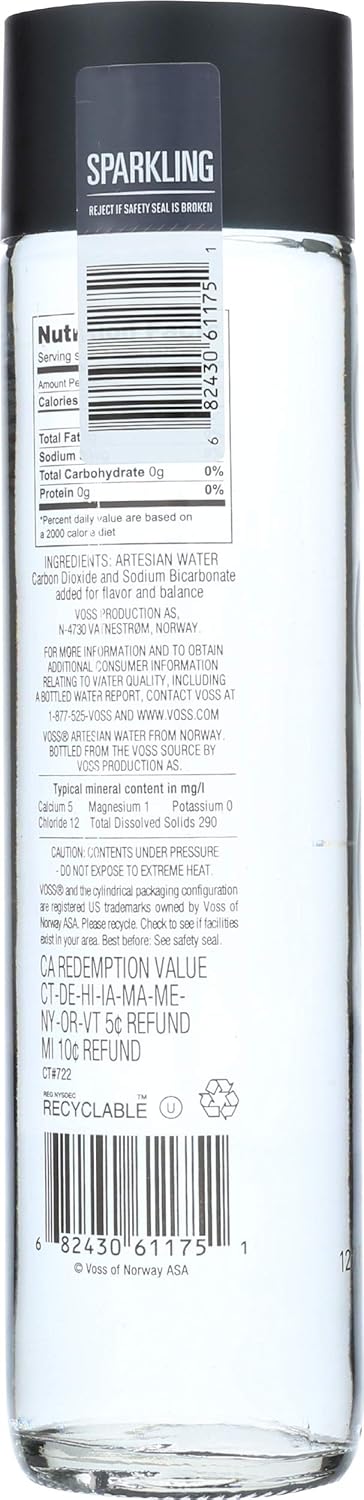 12.7 Voss Artesian Sparkling Water, Glass, Ounce