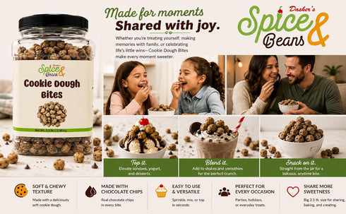 2.5 lbs. Cookie Dough Bites | Ice Cream Topping & Dessert Decoration | By Dasher's Spice & Beans |