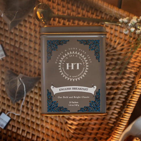 20ct Harney & Sons English Breakfast Tea, Caffeinated, sachet tin, HT Tea Blends