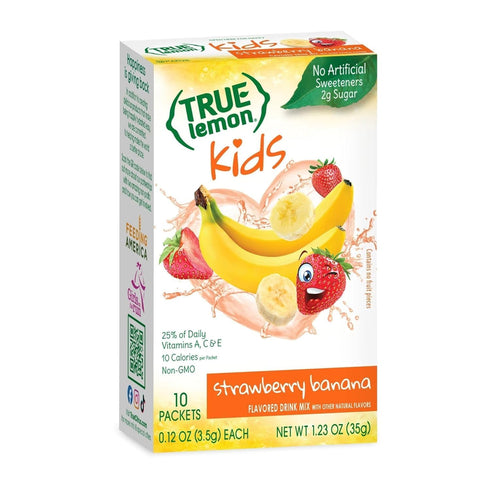 TRUE LEMON KIDS Strawberry Banana (10 Packets) Hydration for Kids No Artificial