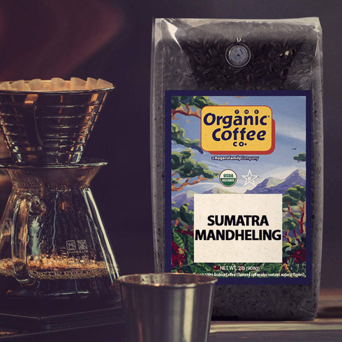 2LB (32 The Organic Coffee Co. Sumatra Mandheling Whole Bean Coffee Ounce) Medium Light Roast USDA Organic