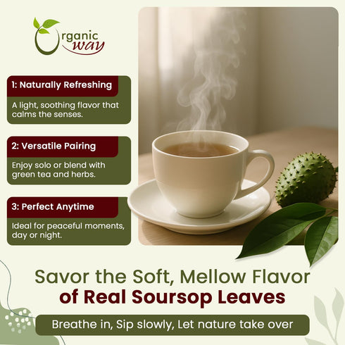 100% (1Lb, 16 Oz) Organic Way Dried Soursop Leaf Coarse Cut (Annona Muricata) - Herbal Tea | Vegan, Non GMO & Gluten
