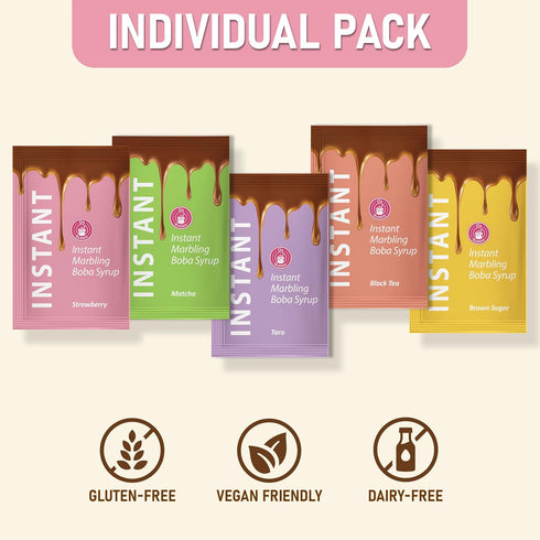 (Pack 4) O's Bubble Instant Boba Kit Marbling Boba Kit | boba tea kit | Tapioca pearl | Marbling Syrup | Non-Dairy |