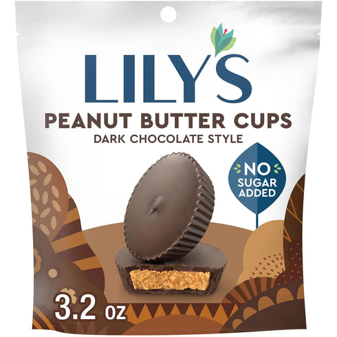LILY'S Dark Chocolate Style No Sugar Added Peanut Butter Cups, Sweets Bag,