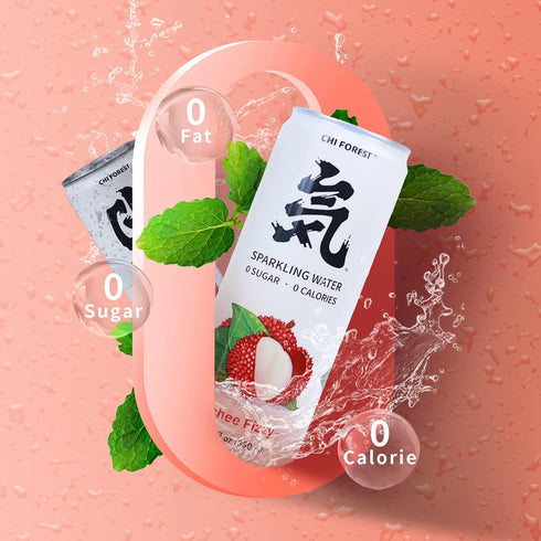free,Vegan,0 sugar,0 Flavor,11.16 oz,24 Chi Forest Sparkling Water,Caffeine free,Gluten calories,Lychee Fizzy Fl Cans
