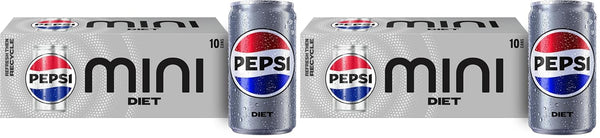 Diet Pepsi Soda, 7.5 Ounce Mini Cans, (Two packs of 10)