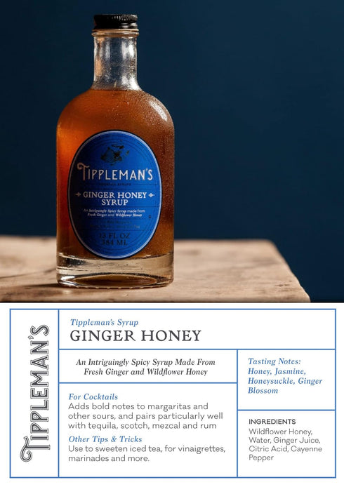 17 Tippleman's Ginger Honey Syrup - Craft Cocktail Mixer - All Natural Complex Syrup for Cocktails and Non-Alcoholic