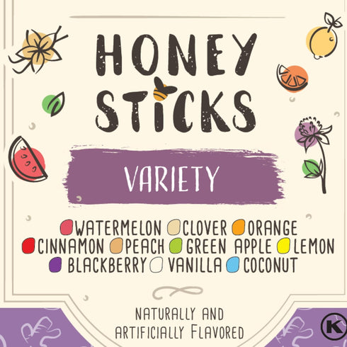 Pack (100 Count) The Honey Jar Variety Honey Sticks - Pure Honey Straws For Tea, Coffee, or a Healthy Treat - One