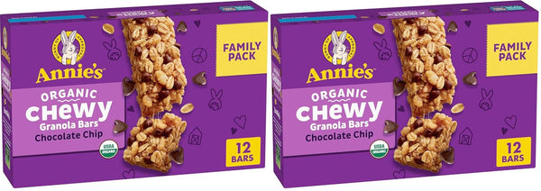 Annie's Organic Chewy Granola Bars, Chocolate Chip, 12 ct (Pack of 2)