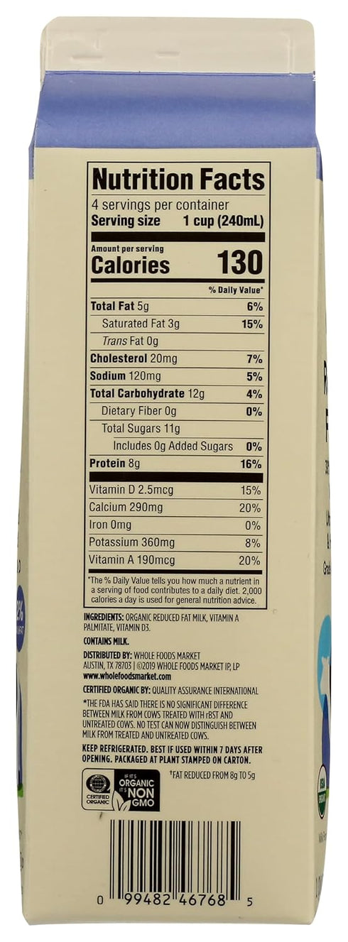 365 by Whole Foods Market 2% 32 Organic Reduced Fat Milk, FZ