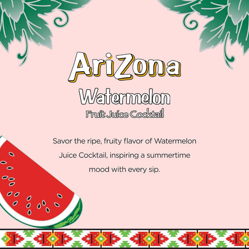 22 Oz (Pack 12) AriZona Watermelon, Fruit Juice Cocktail - Big Can, Fl