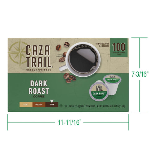 (Pack 100) (Packaging Caza Trail Coffee Pods, Dark Roast, Single Serve of May Vary)