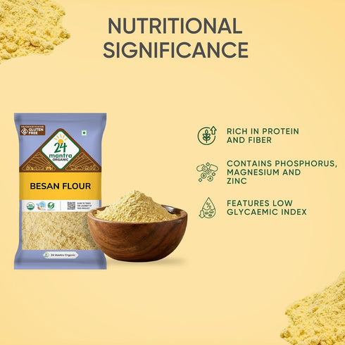 24 Mantra Organic 100% 1 LB Besan/Gram Flour/Besan Pindi - Organic | Chemical Free & Pesticides Free | Uniform Particle