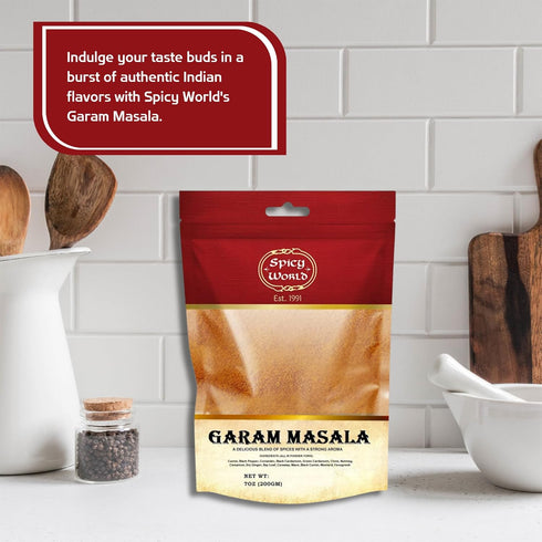 Spicy World Garam Masala Powder, 7-Ounce (15 Premium Spice Blend), Salt Free, Vegan, Indian Origin