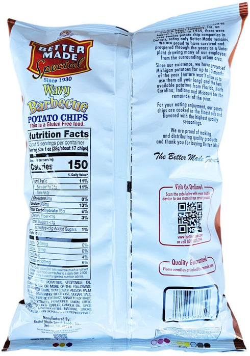 8.5 oz, Better Made Special Wavy Barbecue Potato Chips, Family Size, Gluten Free