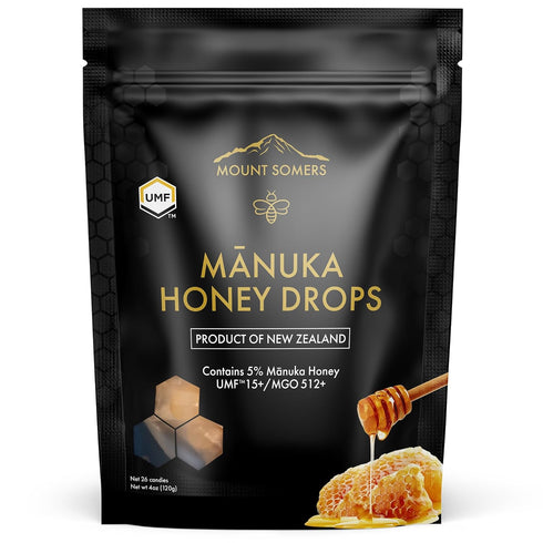 Mount Somers UMF 15+ Manuka Honey Drops - 26pcs Soothing Throat Lozenges