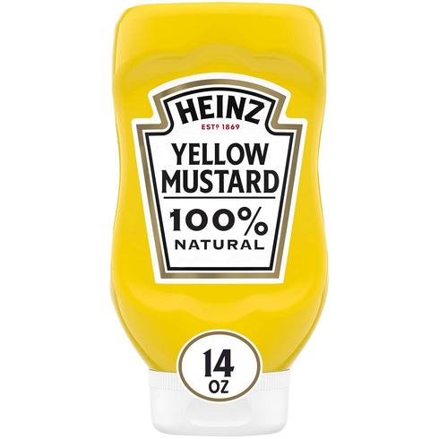 Heinz 100% Natural Yellow Mustard (12 ct Pack, 14 oz Bottles)
