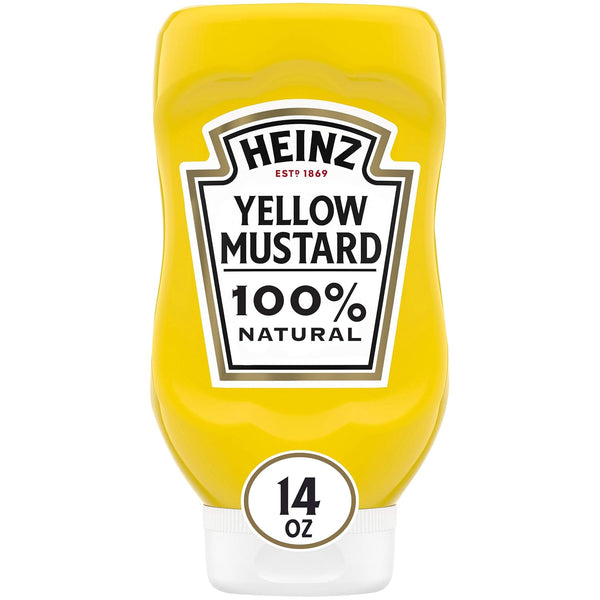 Heinz 100% Natural Yellow Mustard (12 ct Pack, 14 oz Bottles)
