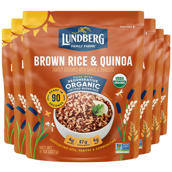 Lundberg Brown Rice & Quinoa, Ready in 90 Seconds, 6-Pack Regenerative Organic