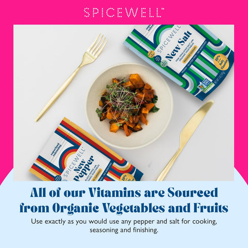 Spicewell New Salt and Pepper Pouch Duo | Reduced Sodium Himalayan Pink Salt + The Tastiest and Warmest Black Pepper