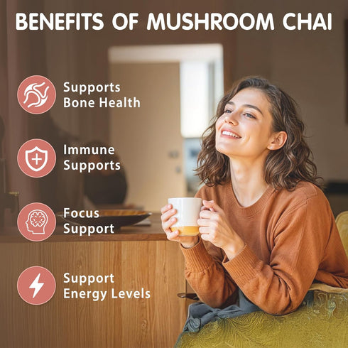 6 Immune 20 Balincer Mushroom Chai, Adaptogenic Mushrooms (Lion's Mane, Cordyceps, Turkey Tail & Other) Mixed