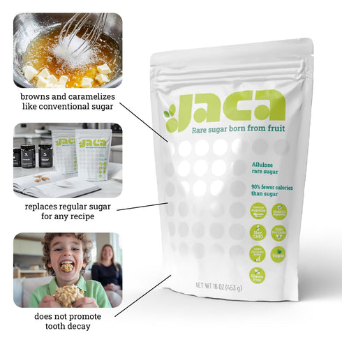 16 oz Jaca Rare Sugar Pure Allulose Sweetener | Healthy Sugar Substitute for Food & Drinks | Keto-Friendly, Vegan