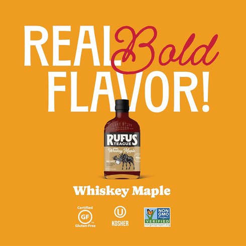 15.25 oz Rufus Teague Whiskey Maple BBQ Sauce, Premium Barbecue Sauces with Natural Ingredients, Award-Winning Bold