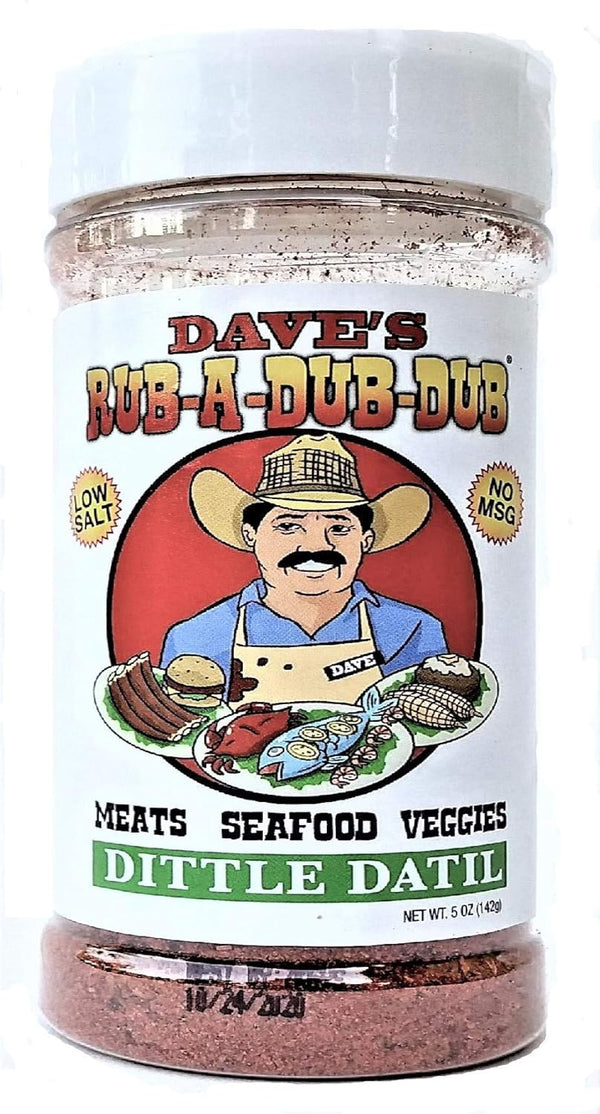 Dave's Rub a Dub Dub Dittle Datil Seasoning Dry Rub BBQ Low Sodium Spice Blend for Meats