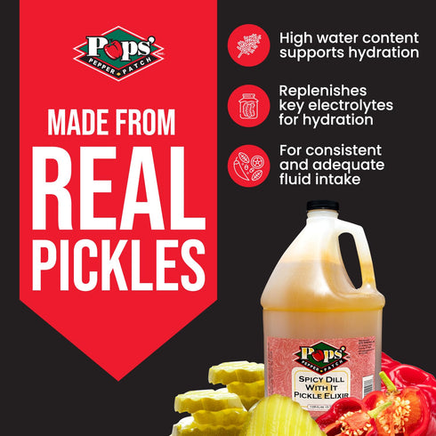 1 Pops Pepper Patch Spicy Pickle Elixir - Spicy Dill Pickle Brine for Leg Cramps - Made from Real Dill Juice