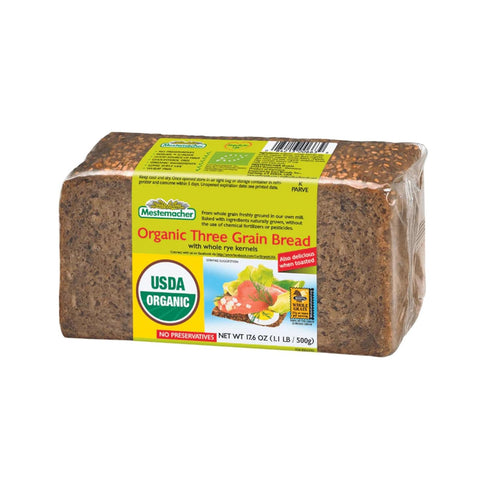 3 (1) (1) 17.6 Oz. (Pack 3) Mestemacher Natural High Fiber Bread Flavor Variety Bundle: Mestemacher Organic Three Grain