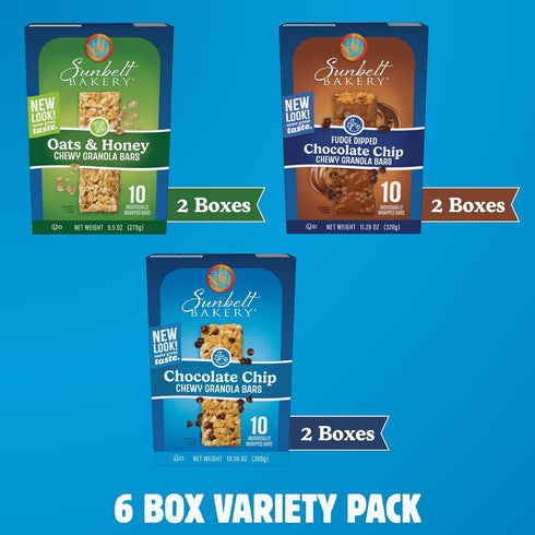 Pack, 3 Pack, 60 Sunbelt Bakery Fan Favorite Flavor Chewy Granola Bar Variety Piece Assortment