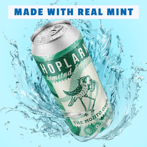 16fl oz (Pack 12) HOPLARK Sparkling HopTea THE MOJITO ONE, Tall Cans of Unsweetened Antioxidants Polyphenols Zero