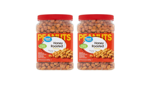 Chao Thai Great Value Honey Roasted Peanuts,(2-Jars of 34.5 oz)