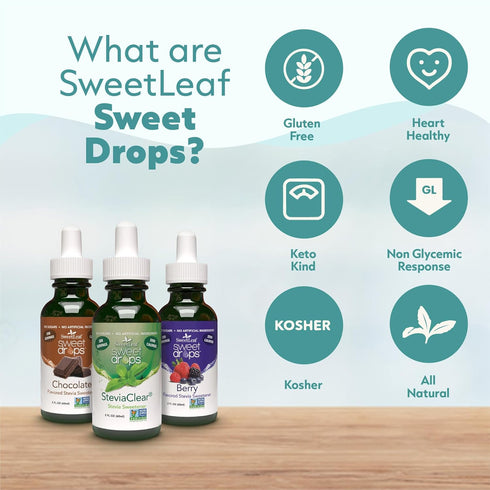 SweetLeaf Organic Sweet Drops - Flavored Stevia Liquid Sweetener, 2 Fl Oz (Pack of 1), Zero Calorie, Sugar Alternative