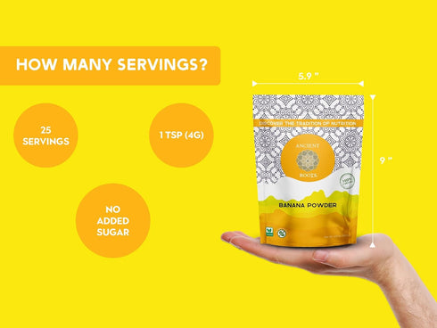 3.5 (25 Ancient Roots Banana Powder - Freeze-dried, All-natural, No Sugar Added, Smoothie Mix, Support Digestive Health