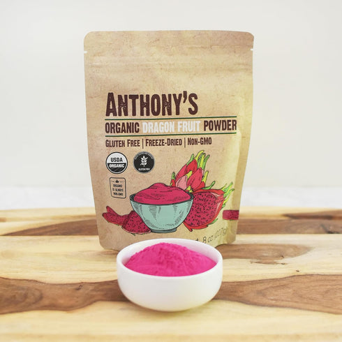 8 oz, (Pack 2) Anthony's Organic Dragon Fruit Powder, Freeze-Dried, Gluten Free, Non GMO