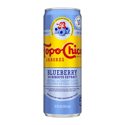 12oz (Pack 2) Topo Chico Sabores Blueberry with Hibiscus Extract Can