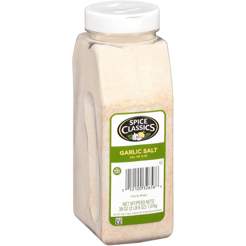 Spice Classics Garlic Salt, 38 oz - Bulk Garlic Salt Seasoning for Meats, Seafood, Potatoes, Pasta and More