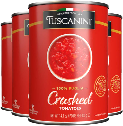 Tuscanini Crushed Tomatoes 14.1oz (4 Pack) | No Salt Added | Grown