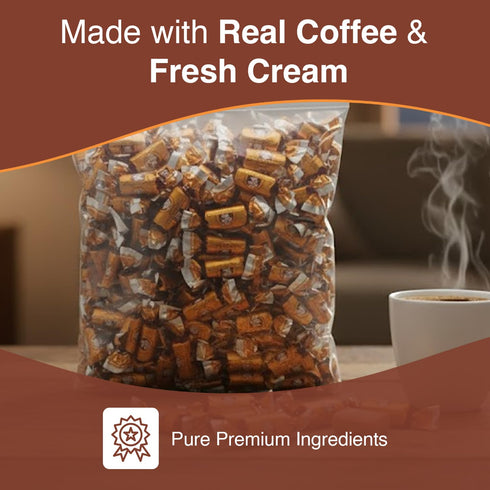 Pack, 3 Coffee Rio Caff Latt Coffee Candy Bulk Pound Bag - Individually Wrapped Hard Candies Blended with Fresh Dairy