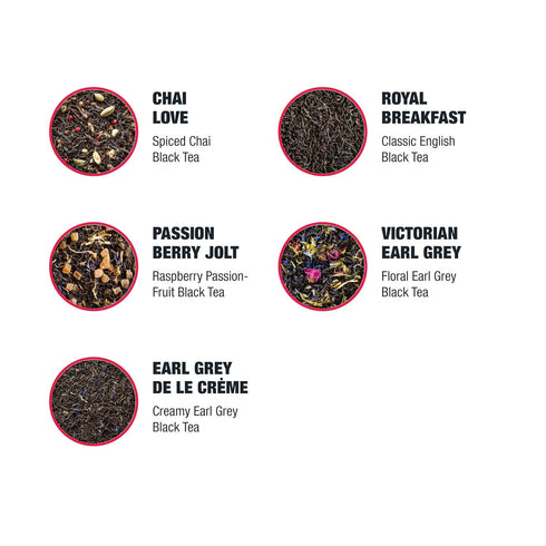 Set, 5 Pack, Tiesta Tea - Black Mother's Day Loose Leaf Tea Gift High Caffeinated Assorted Blends, Pouches for Hot