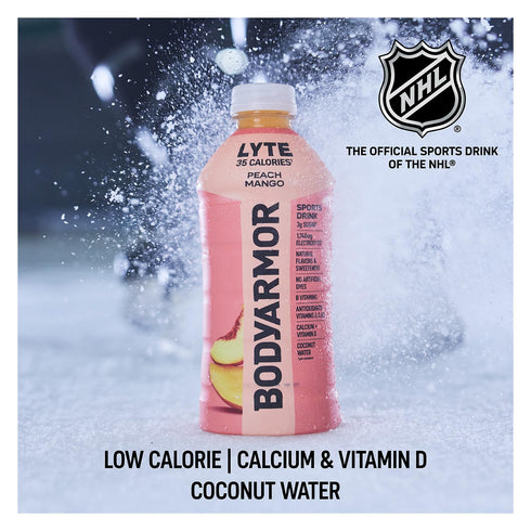 Potassium-Packed 16 Oz (Pack 12) BODYARMOR LYTE Sports Drink Low-Calorie Sports Beverage, Peach Mango, Coconut Water