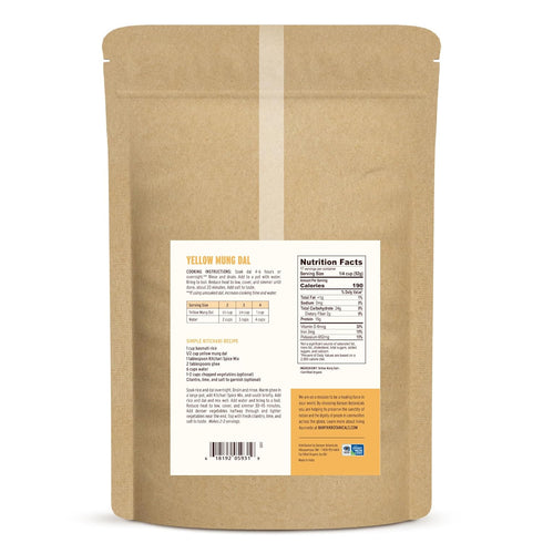 2 lb. Banyan Botanicals Organic Yellow Mung Dal Gut-Friendly Plant-Based Protein Premium Split Mung Beans for Kitchari