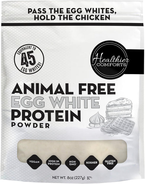 Healthier Comforts Animal-Free Egg White Powder (8 oz) | Vegan Egg White
