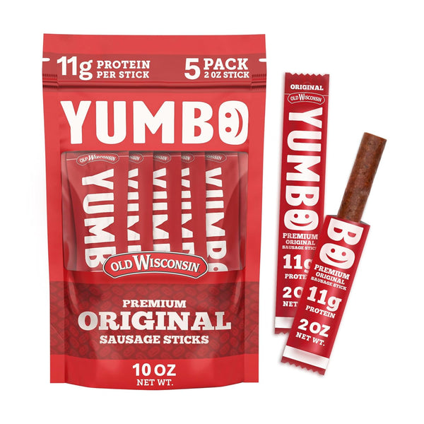 YUMBO Original Summer Sausage Sticks, High Protein Snacks, Gluten-Free, Low Carb, Keto,