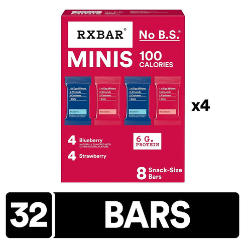 6g Pack (4 32 Count) RXBAR Minis Protein Bars, Protein, Gluten Free Snacks, Variety Boxes