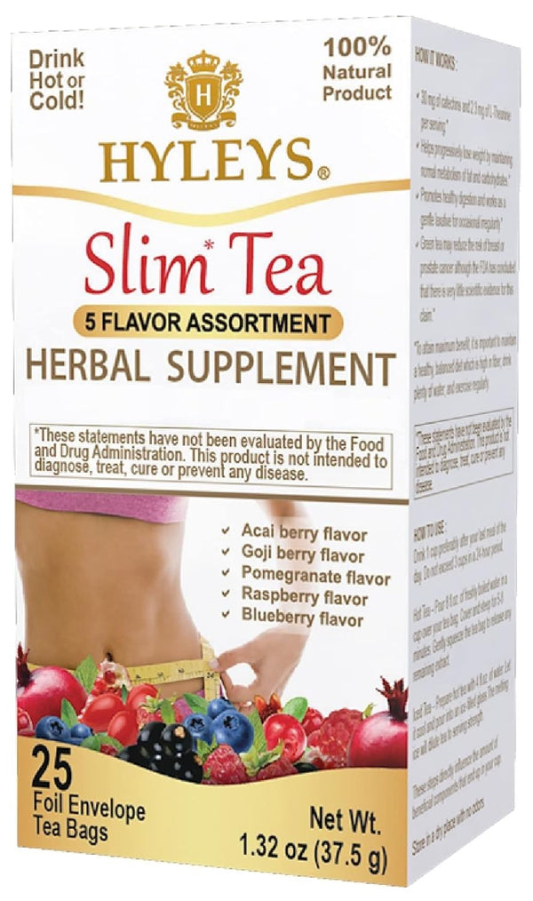 HYLEYS Slim Tea 5 Flavor Assortment - Weight Loss Herbal Supplement Cleanse