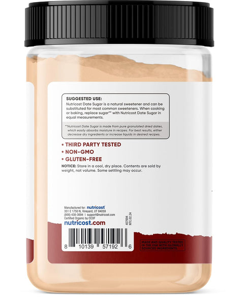 (1LB) Nutricost Organic Date Sugar - USDA Organic, Vegan, GMO-Free. Pantry