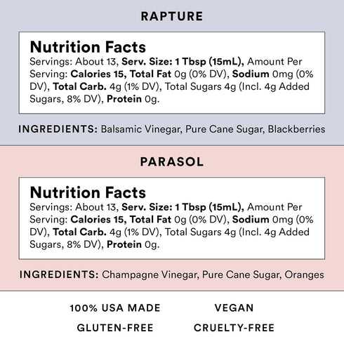 6.7 Oz Brightland The Pair, Balsamic Vinegar & Champagne Vinegar Duo - Artisinal Vinegars Perfect for Salad Dressings