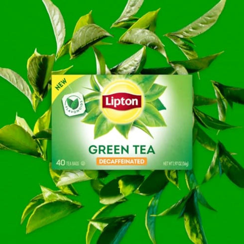 240 (40ct Pack 6) Lipton Decaf Green Tea Bags, Unsweetened Iced or Hot Tea Bags, Total Tea Bags